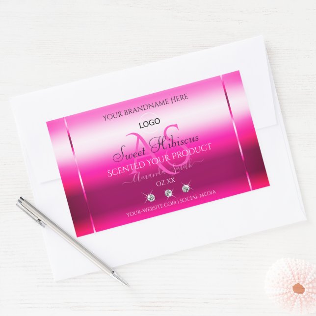 Rose Shimmery Produit Diamants Étiquettes Initiale (Enveloppe)