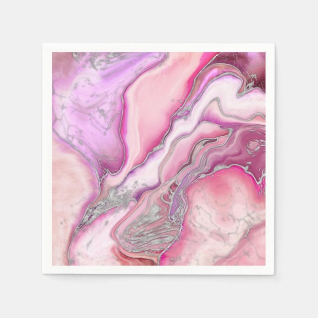 Rose Silberflüssiges Marmor Serviette (Vorderseite)
