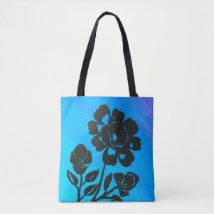 Rose Silhouette Bleu Imprimer Sac fourre-tout d'ép