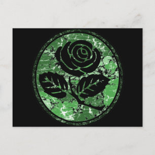 Rose Silhouette Cameo - Grün Postkarte