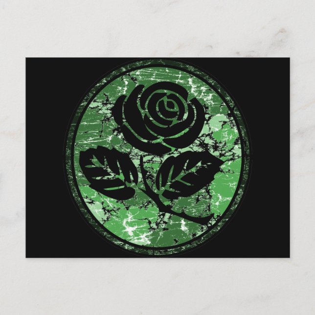 Rose Silhouette Cameo - Grün Postkarte (Vorderseite)
