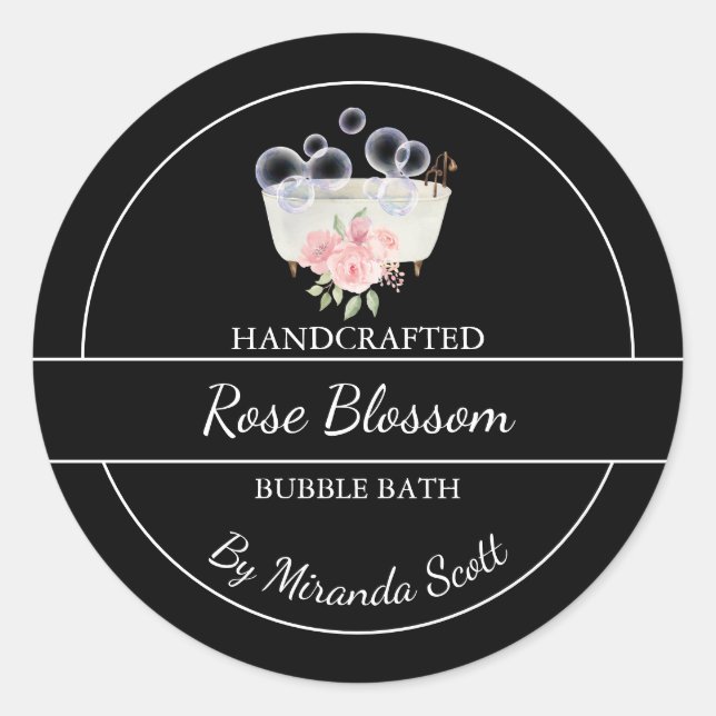 Rose simple fait maison Étiquette de bain de bulle (Devant)