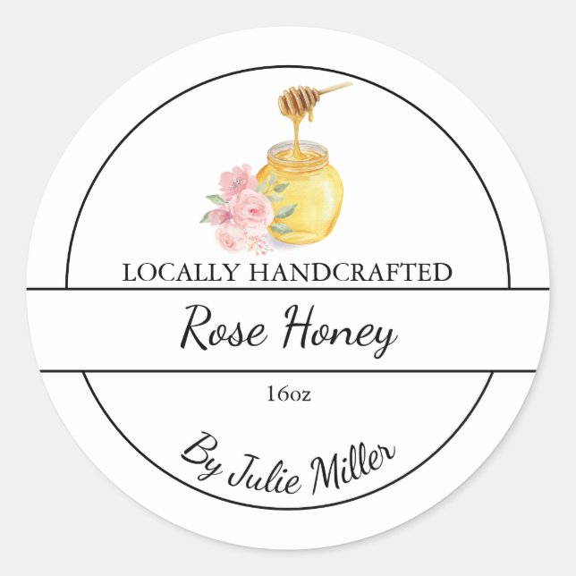 Rose simple fait maison infusé Étiquette de miel (Devant)