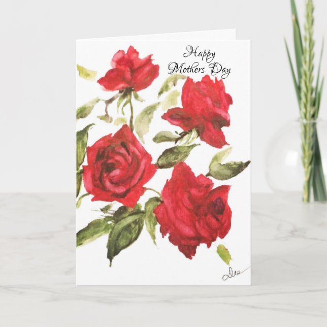 Rose sind Red Mother Day Card Karte (Vorderseite)