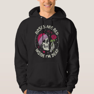 Rose sind rot im Inneren Ich bin tot Retro Skeleto Hoodie