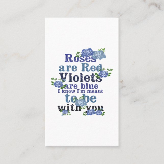 Rose sind rot violett sind blau, ich weiß, ich bin visitenkarte (Vorderseite)
