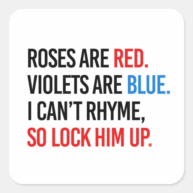 Rose sind rote Violetten sind blau. Quadratischer Aufkleber (Vorderseite)