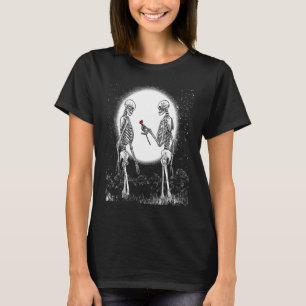 Rose Skeleton Skeleton Hand Rote Rose Blume T-Shirt