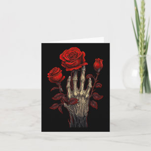 Rose Skeleton Skull Hand Rote Blume Rose 1 Karte
