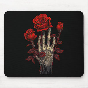 Rose Skeleton Skull Hand Rote Blume Rose 1 Mousepad