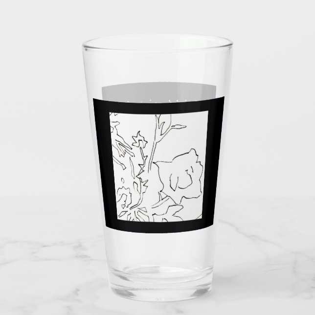 Rose Sketch and Starlight Silkscreen glassware Gla Glas (Rückseite)