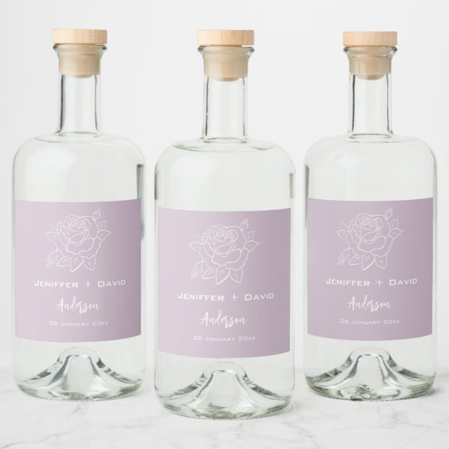 Rose Sketch Personalisierte Hochzeit/ Brautparty Alkoholflaschenetikett (Flaschen)