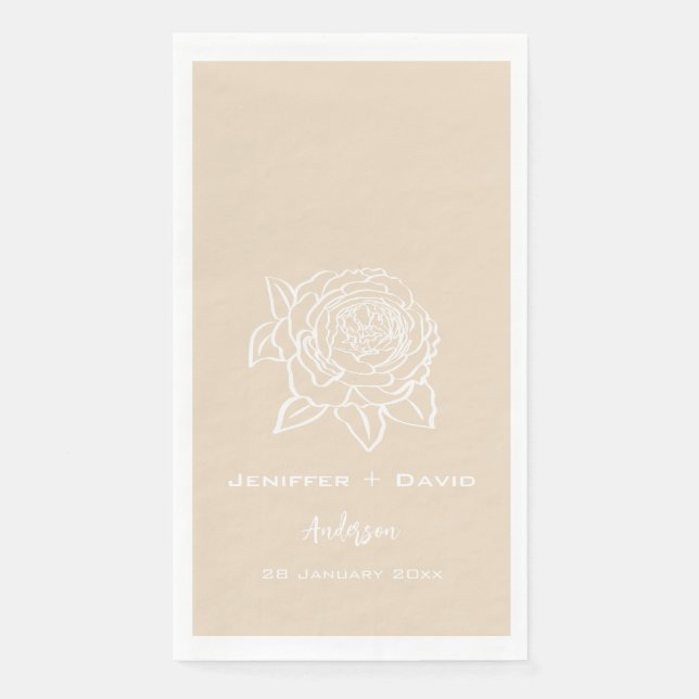 Rose Sketch Personalisierte Hochzeit/ Brautparty Serviette (Vorderseite)
