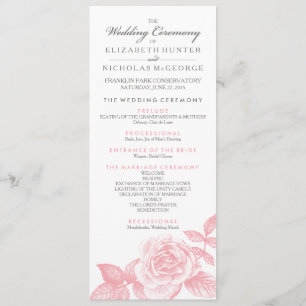 Rose Sketch Wedding Program in Pink Programm