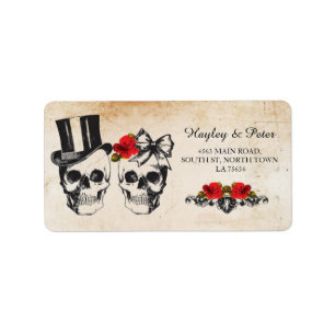 Rose Skuls Rustique Étiquettes de adresse Stickers
