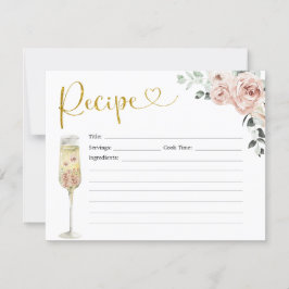 Rose Soiree-Rezept-Karte Gold und Rosa Einladung