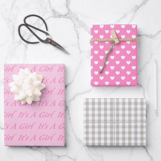 Rose Son Papier Enveloppant Fille (Recto)