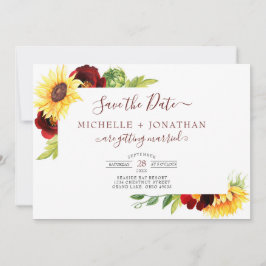 Rose Sonnenblume Save the Date mit Foto Einladung