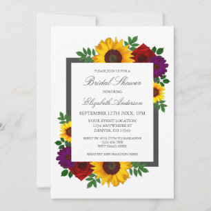 Rose Sonnenblumen Herbst Brautparty Einladung