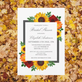 Rose Sonnenblumen Herbst Brautparty Einladung