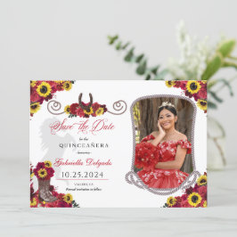 Rose Sonnenblumen Quinceañera Save the Date Foto Einladung