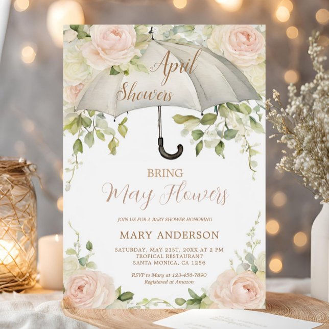 Rose Sonnenschirm April Duschen bringen Mai Blume Einladung (Von Creator hochgeladen)