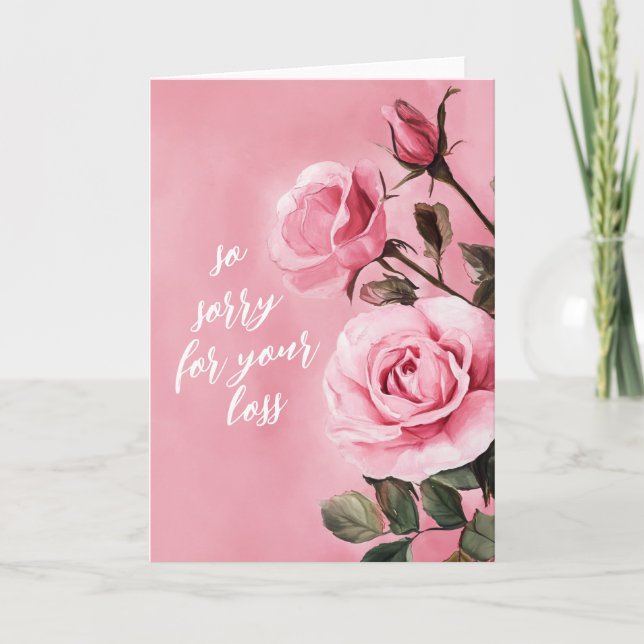 ROSE-SORRY FÜR VERLUSTE KUSTOM-Beileid Karte (Vorderseite)