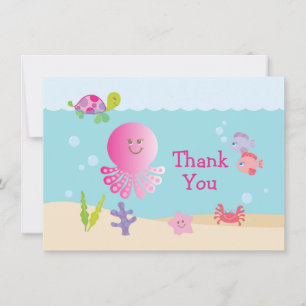 Rose sous le carte de remerciements de baby shower