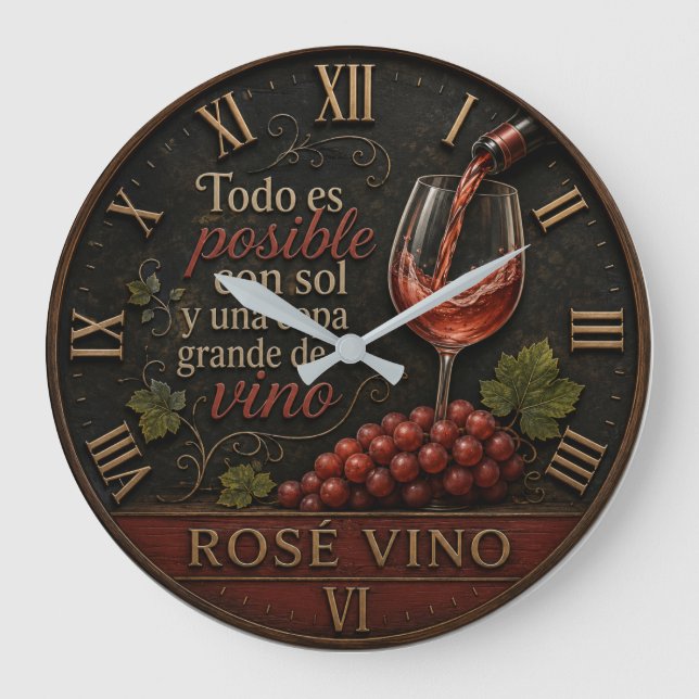 Rosé Spanish Wine  Große Wanduhr (Vorderseite)