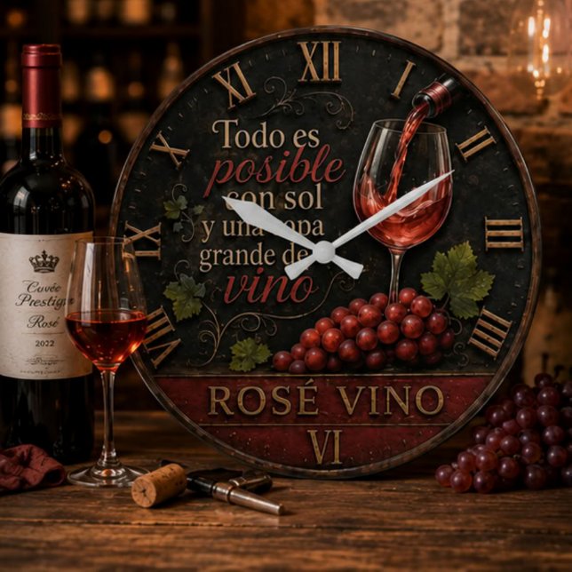 Rosé Spanish Wine  Große Wanduhr (Von Creator hochgeladen)