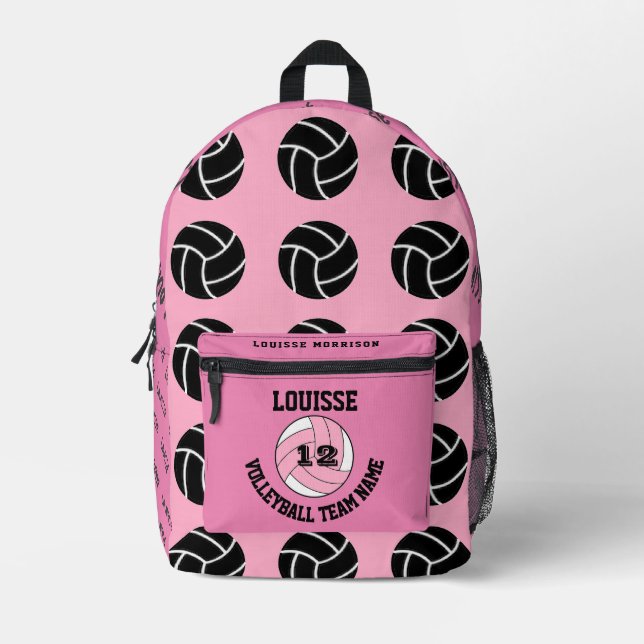 Rose Sport Girly Volleyball Pink Team Bedruckter Rucksack (Vorderseite)