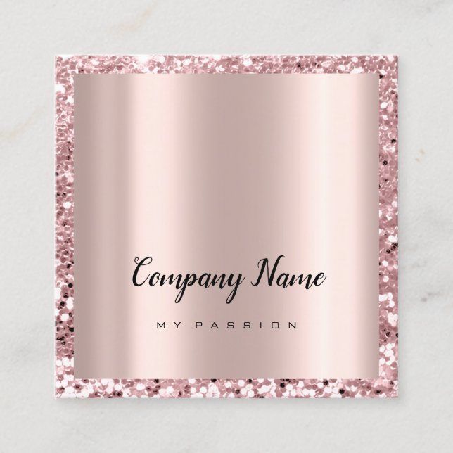 Rose Square Glitzer Makeup Beauty Salon VIP Terminkarte (Vorderseite)