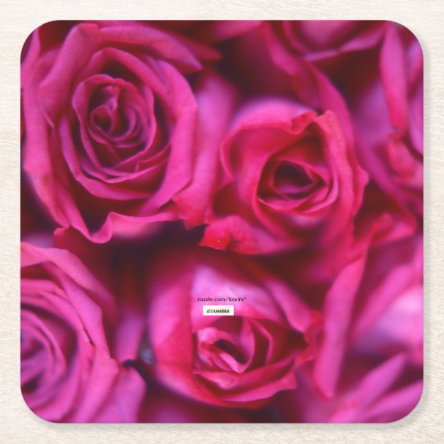Rose Square Paper Untersetzer (Vorderseite)