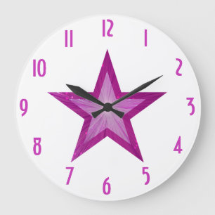 Rose Star 'nombres' horloge ronde blanche