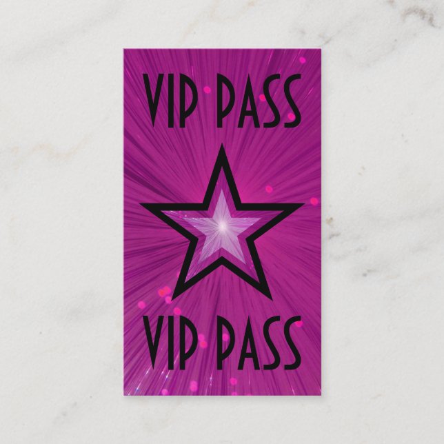 Rose Star 'VIP PASS' carte de visite noir dos (Devant)