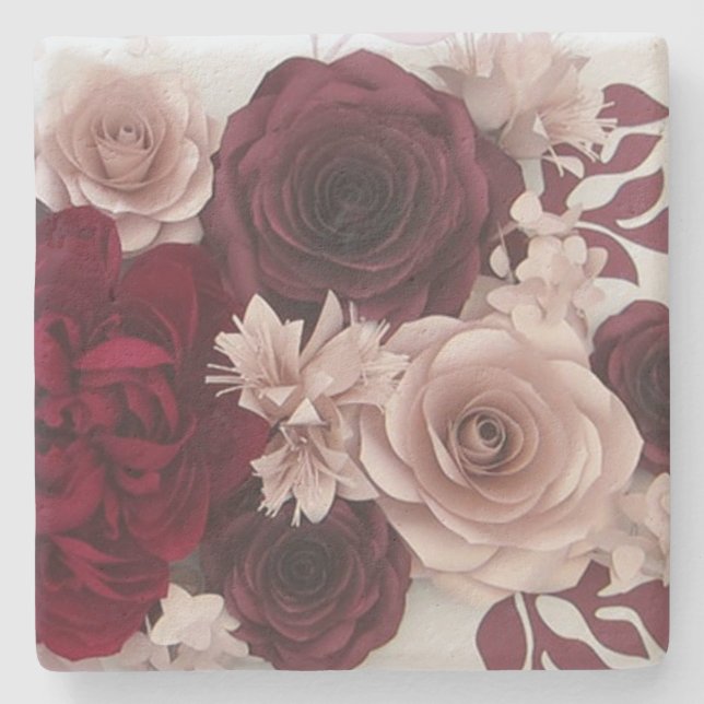 Rose Steinuntersetzer (Vorderseite)