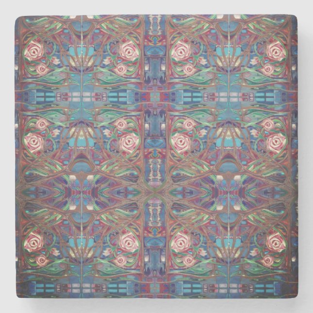 Rose Steinuntersetzer (Vorderseite)