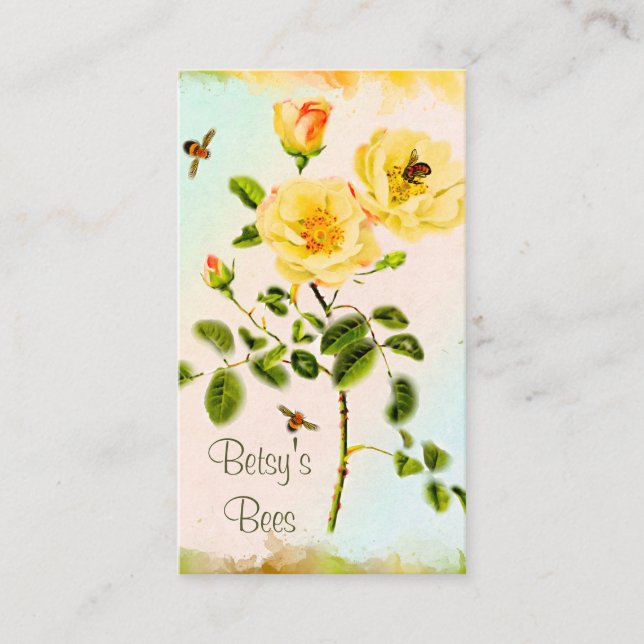 Rose Stems and Honey Bees Business Card Visitenkarte (Vorderseite)