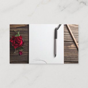 Rose Stift und Papier Visitenkarte