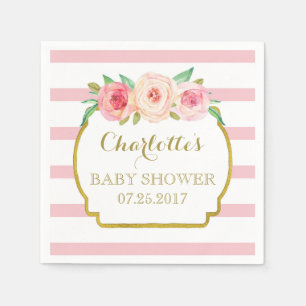 Rose Streifen Gold Pink Blütendusche Serviette