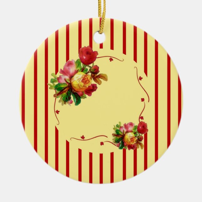 Rose Streifen Keramik Ornament (Vorne)