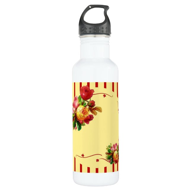 Rose Streifen Trinkflasche (Vorderseite)