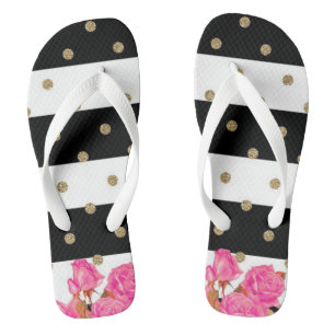 Rose, Streifen und Polka-Punkte Flip Flops