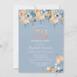 Rose String Lights Dusty Blue 70. Geburtstag Einladung