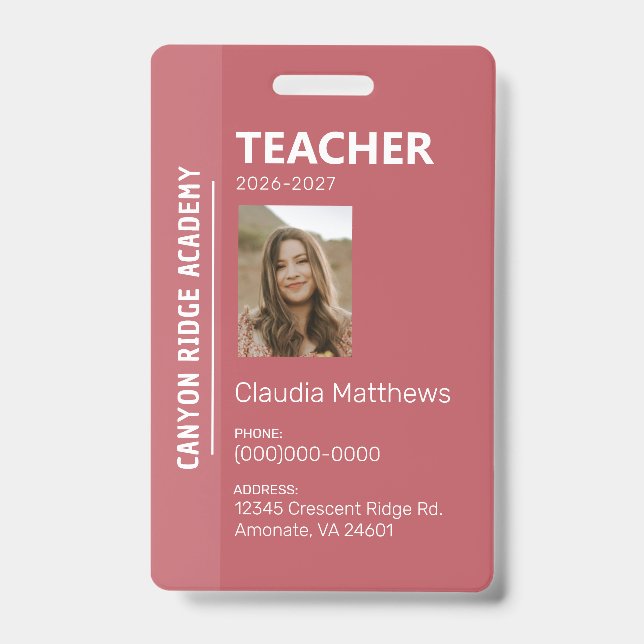 Rose Stripe Homeschool Educator ID Badge Ausweis (Vorderseite)