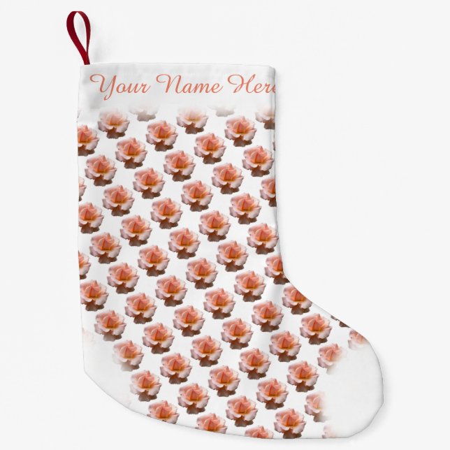 Rose Strumpf Peach Rose Weihnachts Strumpf Custom Kleiner Weihnachtsstrumpf (Vorderseite)