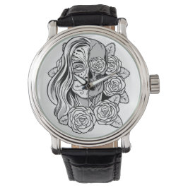 Rose Sugar Skull Girl Armbanduhr