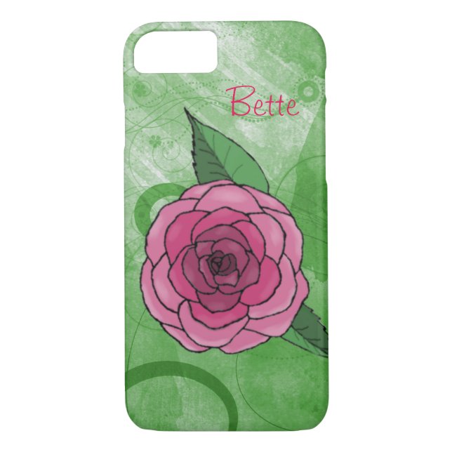Rose sur l'iPhone vert 7 Coque (Dos)