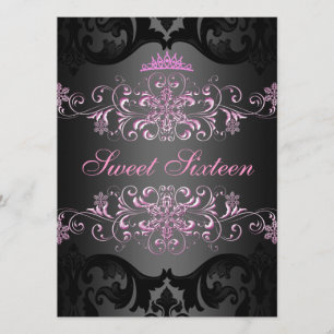 Rose Sweet16 Elégant Tiara Damask Invitation d'ann