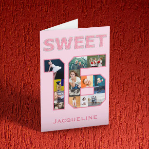 Rose Sweet 16 Carte photo d'anniversaire